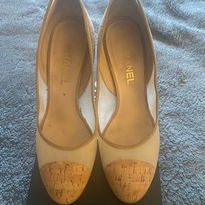Chanel pumps cork and mesh